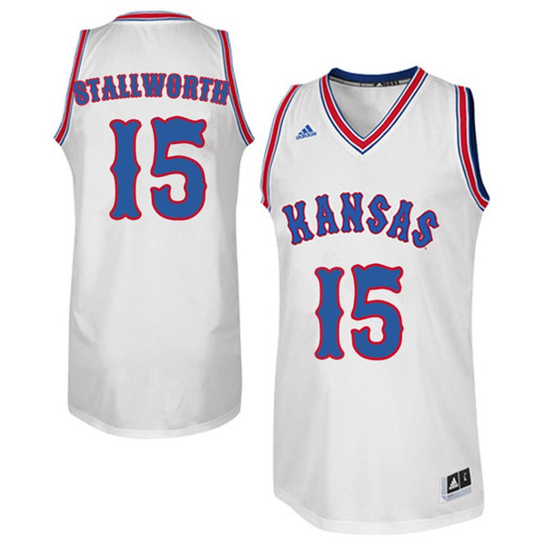 Men #15 Bud Stallworth Kansas Jayhawks Retro Throwback College Basketball Jerseys Sale-White